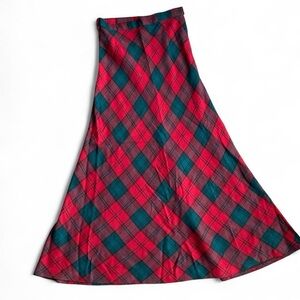 Vintage Wool Blend Plaid Maxi Skirt